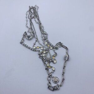 White House Black Market Layered Multi-Strand Silver-Tone Necklace